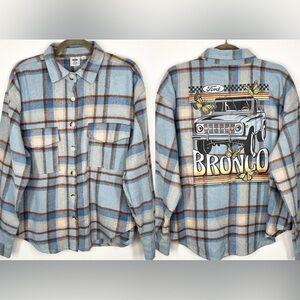 Ford Bronco Graphic Flannel Shirt Shacket Plaid Large